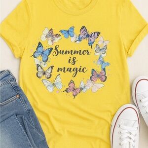 Hand Crafted Yellow Butterfly Tee